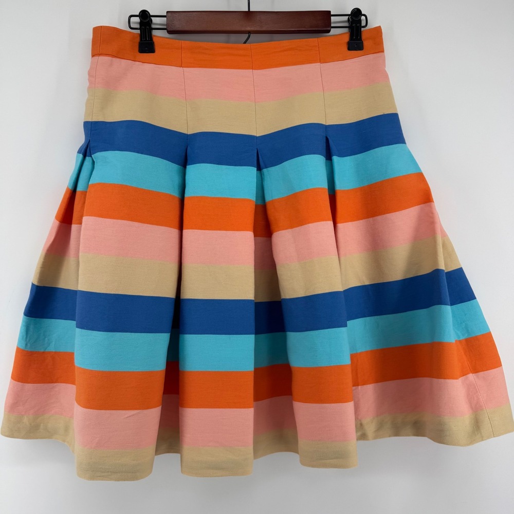 Akris Punto Striped A-Line Skirt Top Set Womens 10 Pleated Pockets‎ Designer - Picture 3 of 16